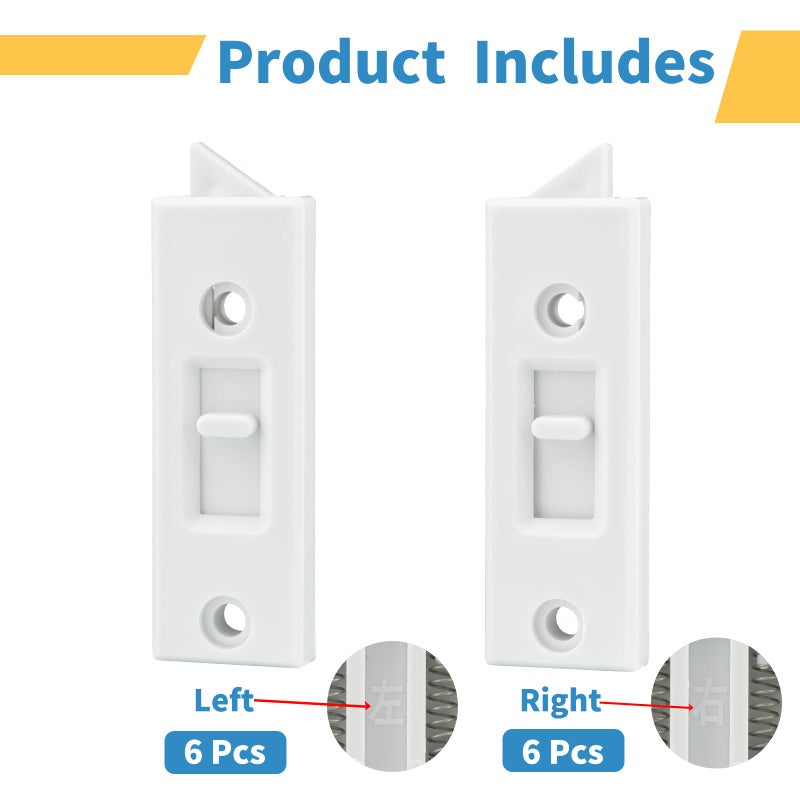JPKTA 12 Pcs Window Latch Locks Spring Loaded Window Tilt Latch Replacement Part by JPKTA,Vinyl Plastic Construction,Window Parts and Hardware 2 Inch Hole Center Spacing Sliding Lock White - Image 3